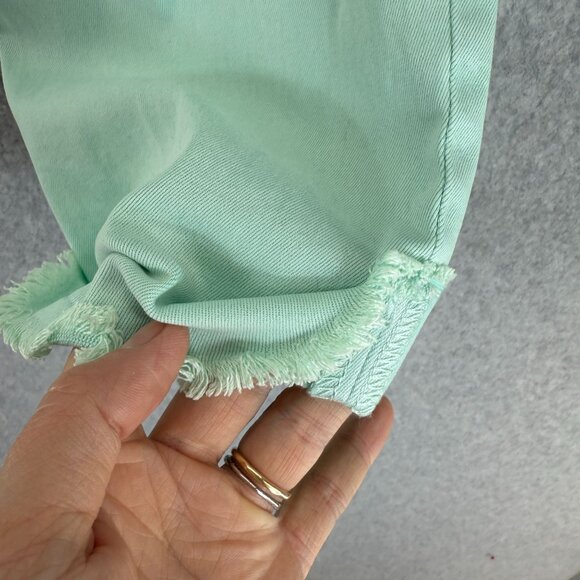 Kut From The Kloth Amy Crop Straight Leg Mint Seafoam Pants Rolled Cuff Size 10 - Picture 10 of 16